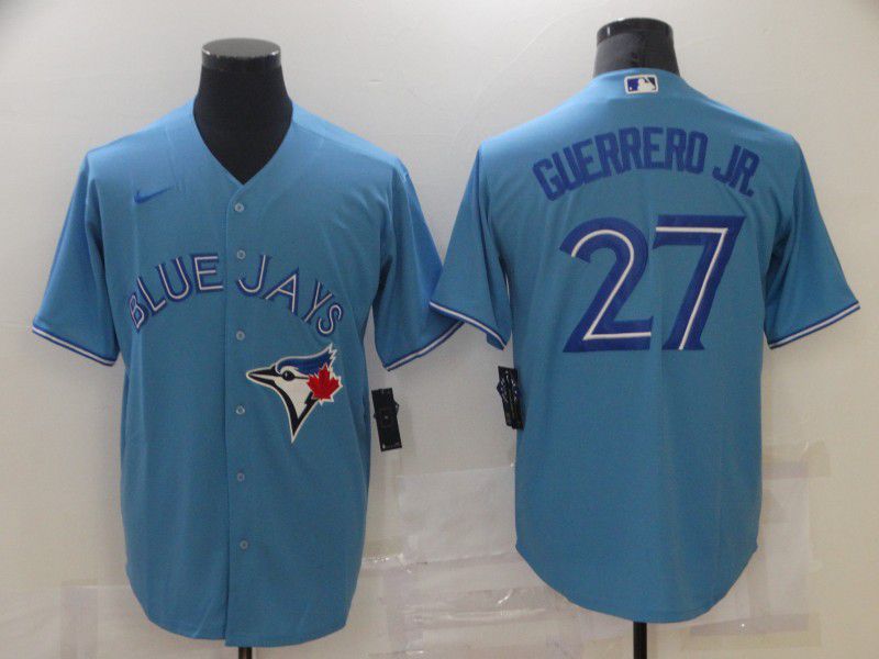 Men Toronto Blue Jays 27 Guerrero jr Light Blue Game Nike 2021 MLB Jerseys